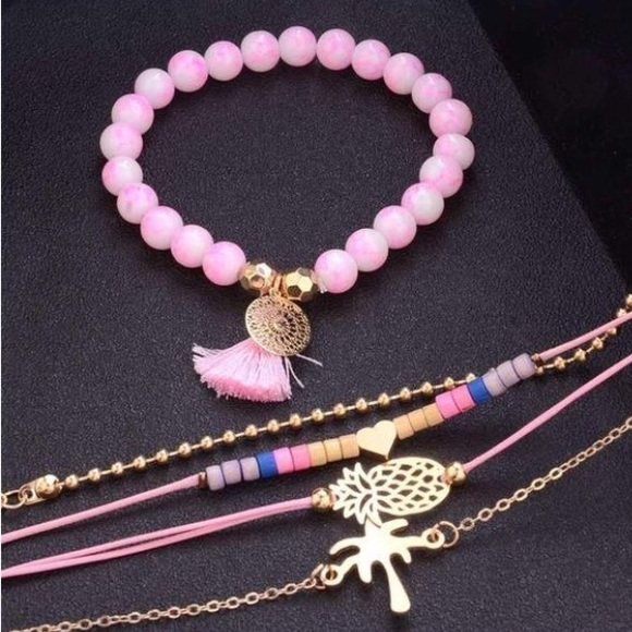 Palm Tree/Heart/Pineapple Boho Bracelet Set - Picture 5 of 8